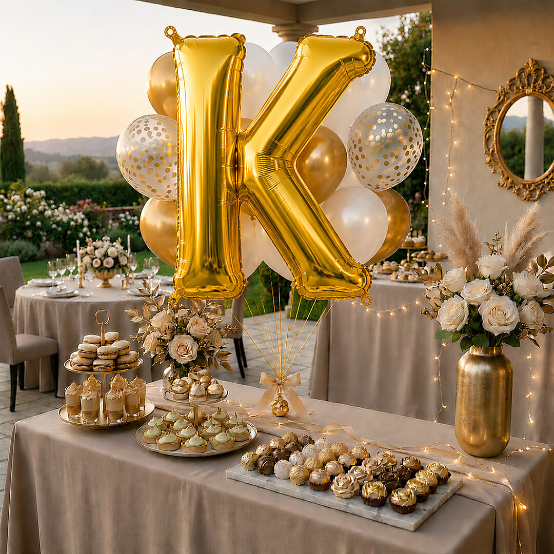 K Harfi Folyo Balon Altın Rengi (100 cm) - 3