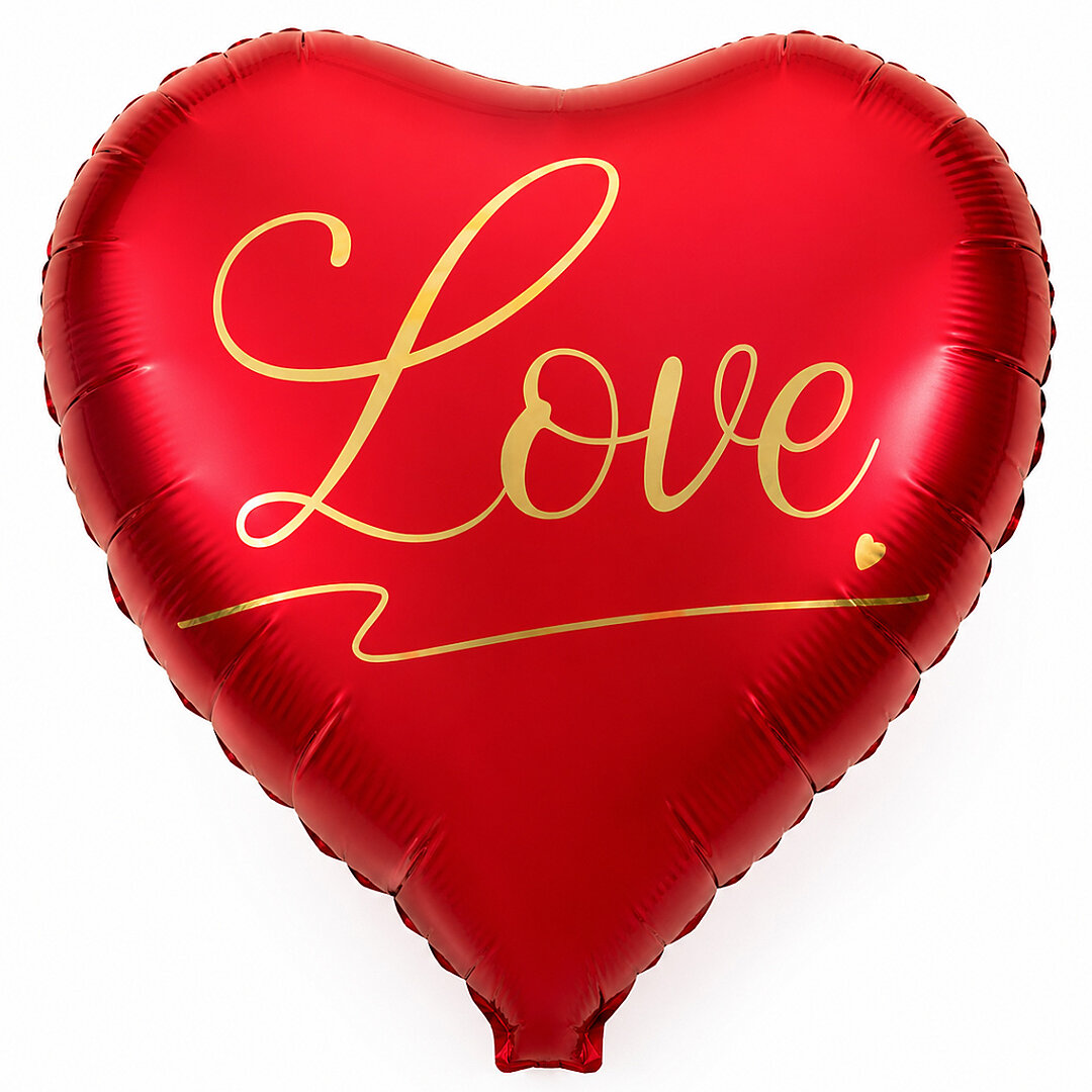 Kalp Üzerinde Gold Love Yazılı Folyo Balon - Beysüs