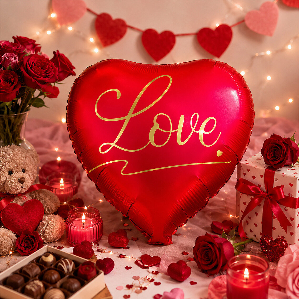 Kalp Üzerinde Gold Love Yazılı Folyo Balon - 3
