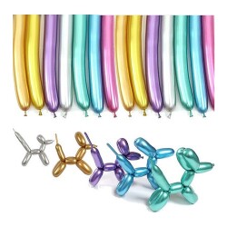 Karışık Renkli Sosis Parlak Krom Balon 16 Inch 20 Adet - 1
