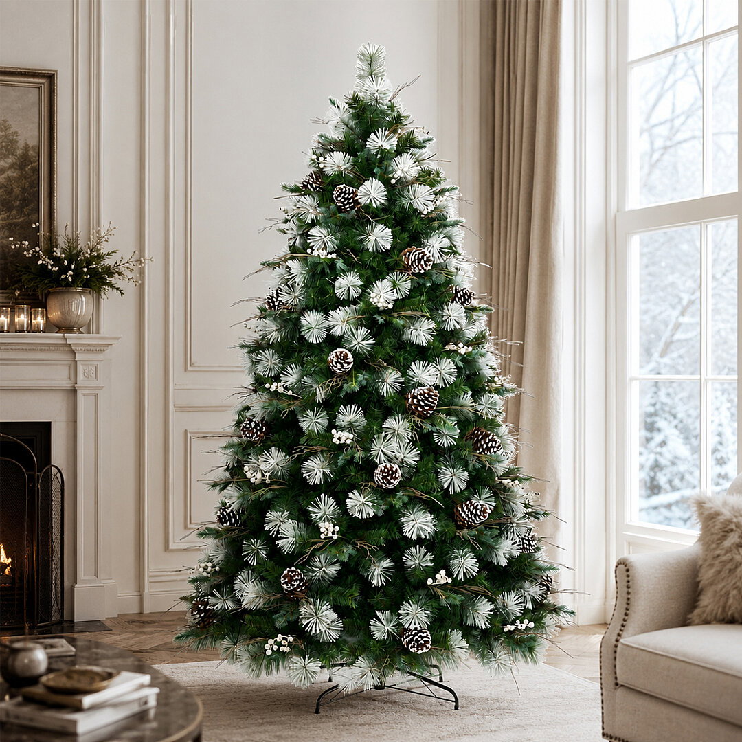 Karlı ve Kozalaklı Yılbaşı Çam Ağacı 240 cm (2450 Dal) - Premium Seri - 4