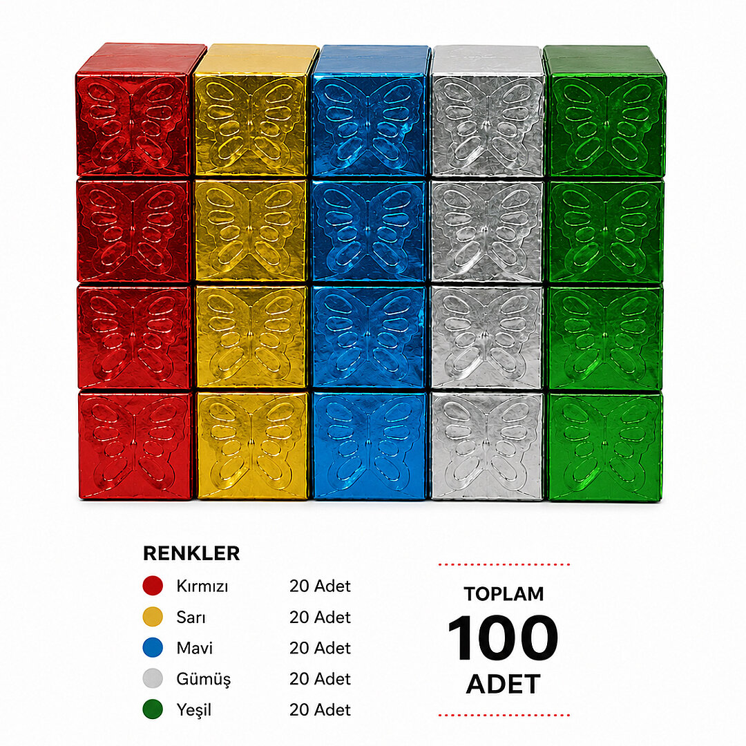 Kelebek Desenli Hediyelik Kına Gecesi Kınası 100 Adet - 1