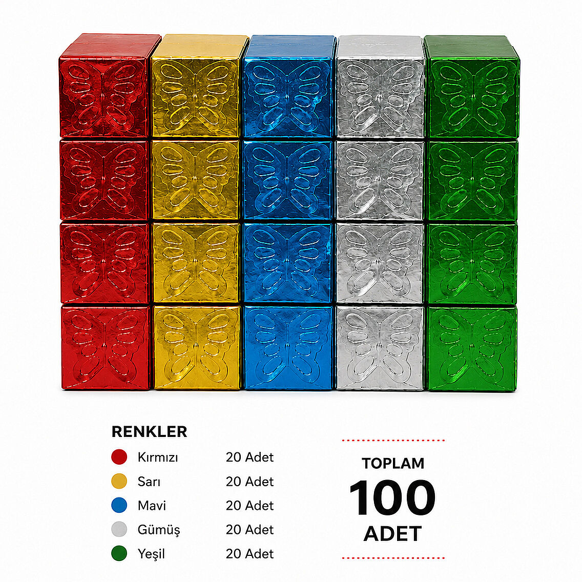 Kelebek Desenli Hediyelik Kına Gecesi Kınası 100 Adet - 1