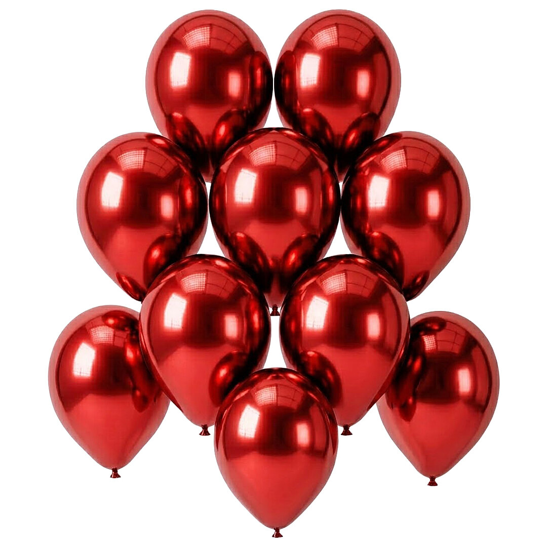 Kırmızı Renk Lateks krom Balon (15 cm) - 10 Adet - 1