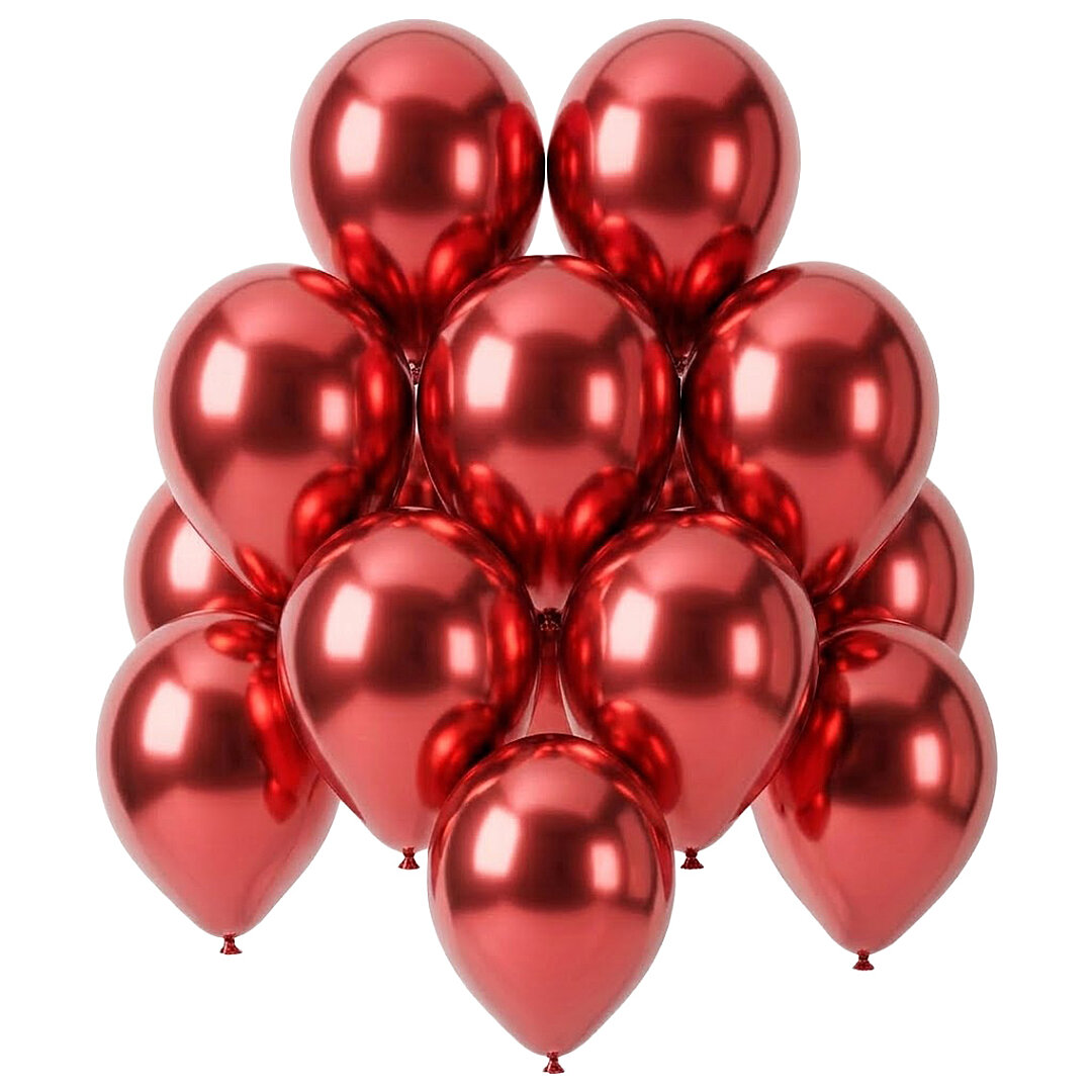 Kırmızı Renk Lateks krom Balon (30 cm) - 12 Adet - 1