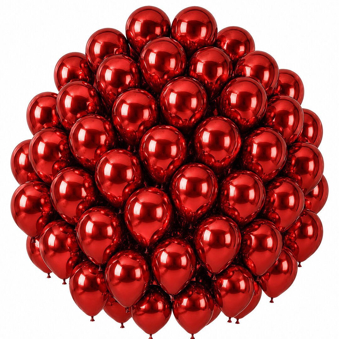 Kırmızı Renk Lateks krom Balon (30 cm) - 50 Adet - 1