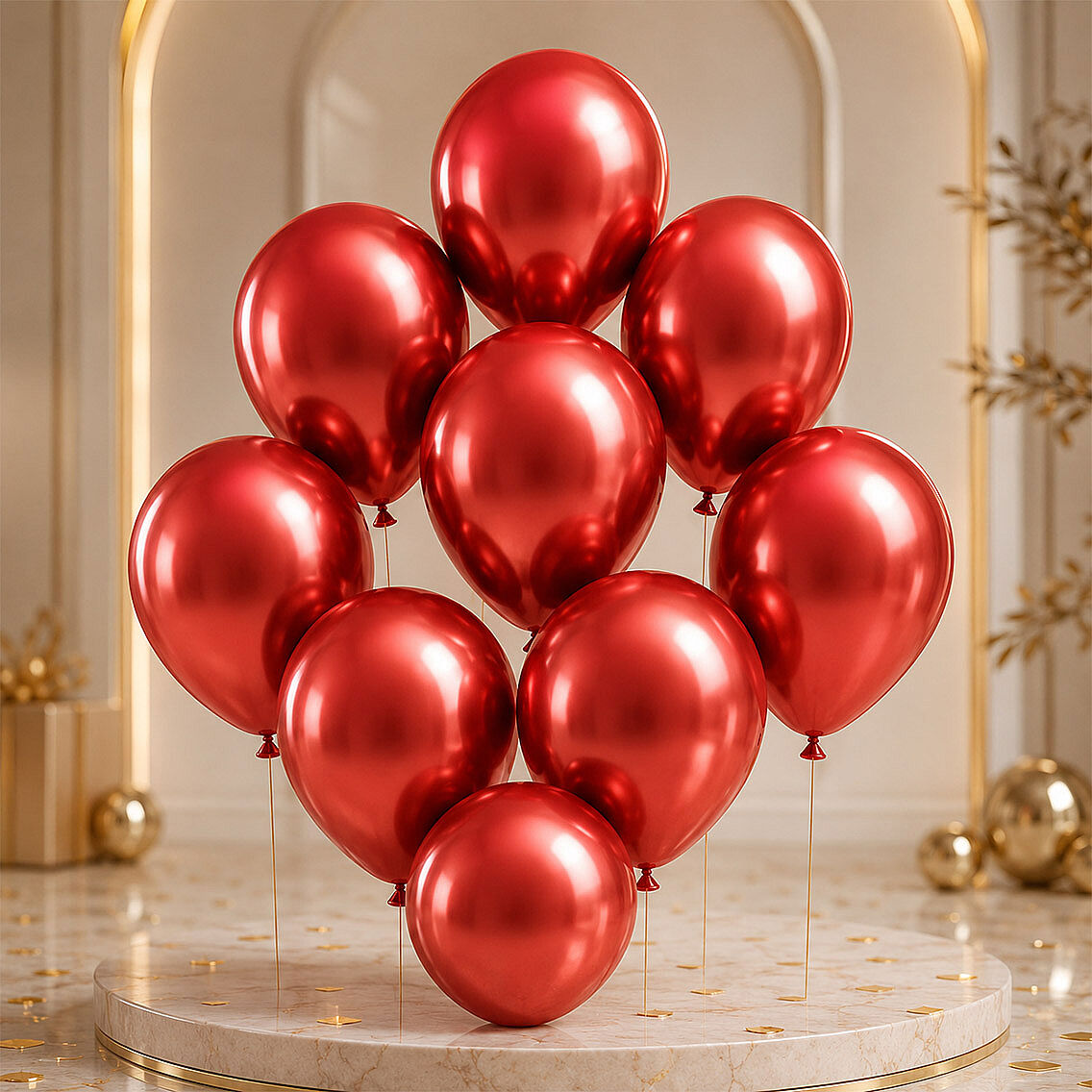 Kırmızı Renk Lateks krom Balon (30 cm) - 6 Adet - 2