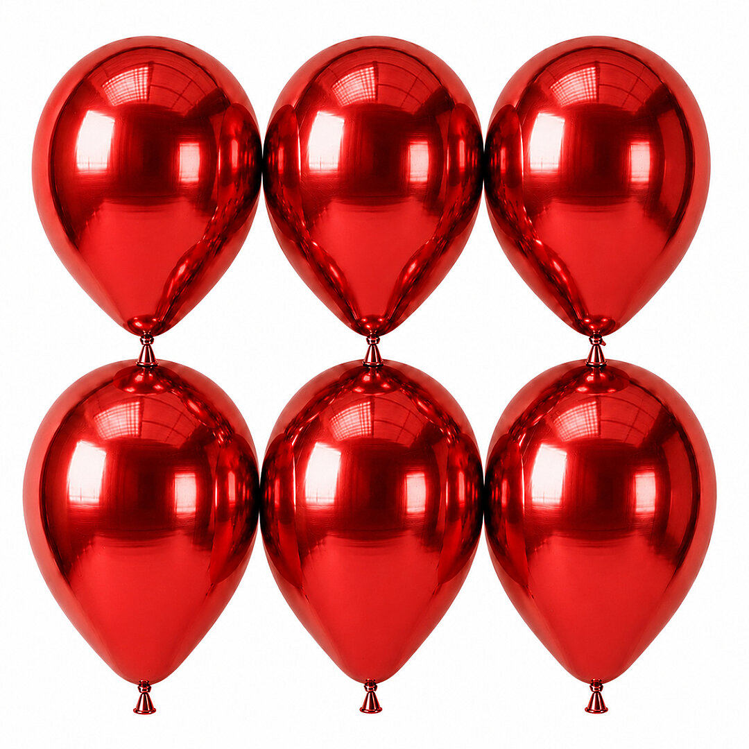 Kırmızı Renk Lateks krom Balon (30 cm) - 6 Adet - 1