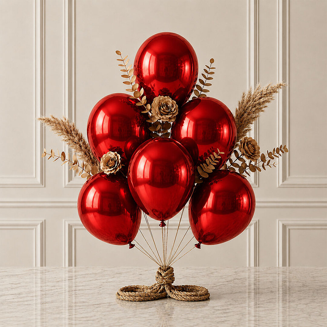 Kırmızı Renk Lateks Metalik Balon (30 cm) - 6 Adet - 1