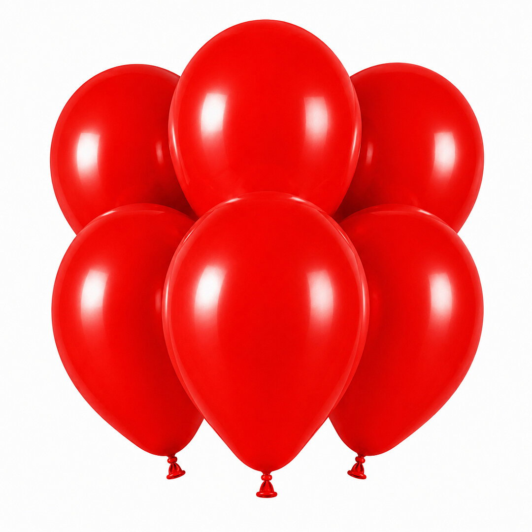 Kırmızı Renk Lateks Pastel Balon (30 cm) - 6 Adet - Beysüs