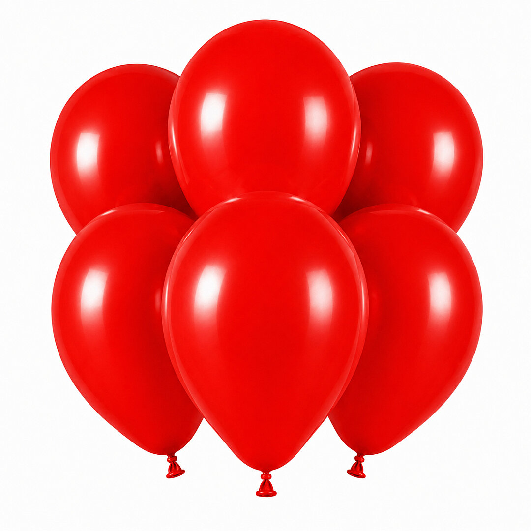 Kırmızı Renk Lateks Pastel Balon (30 cm) - 6 Adet - 1