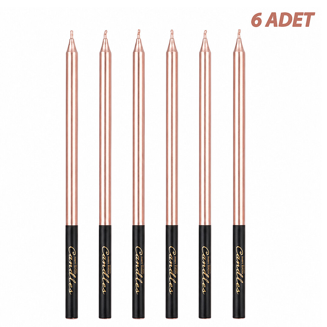 Kısa 6'lı Mum Rose Gold - 1