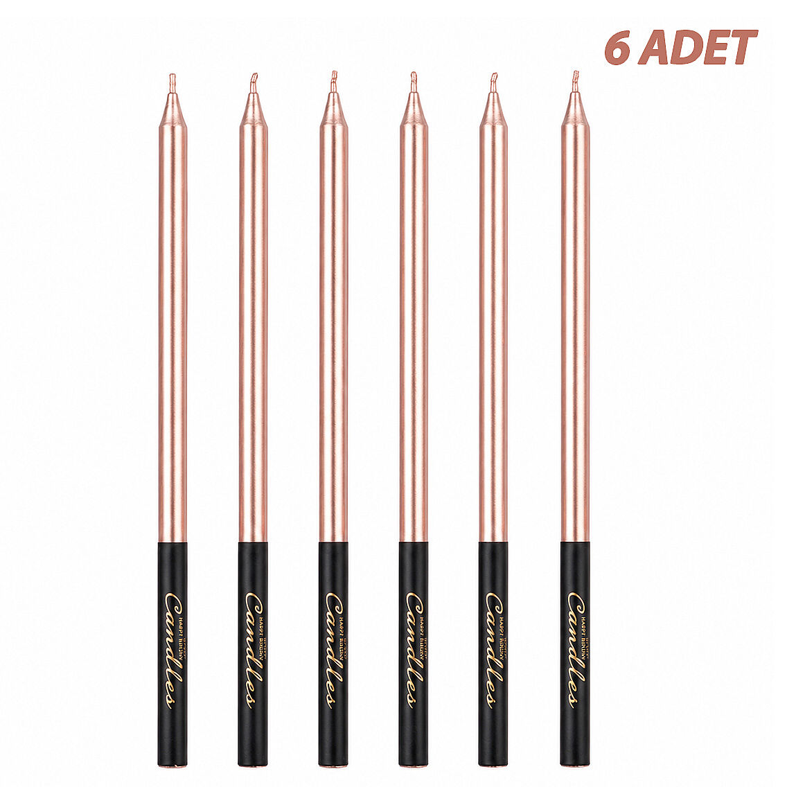 Kısa 6'lı Mum Rose Gold - 1