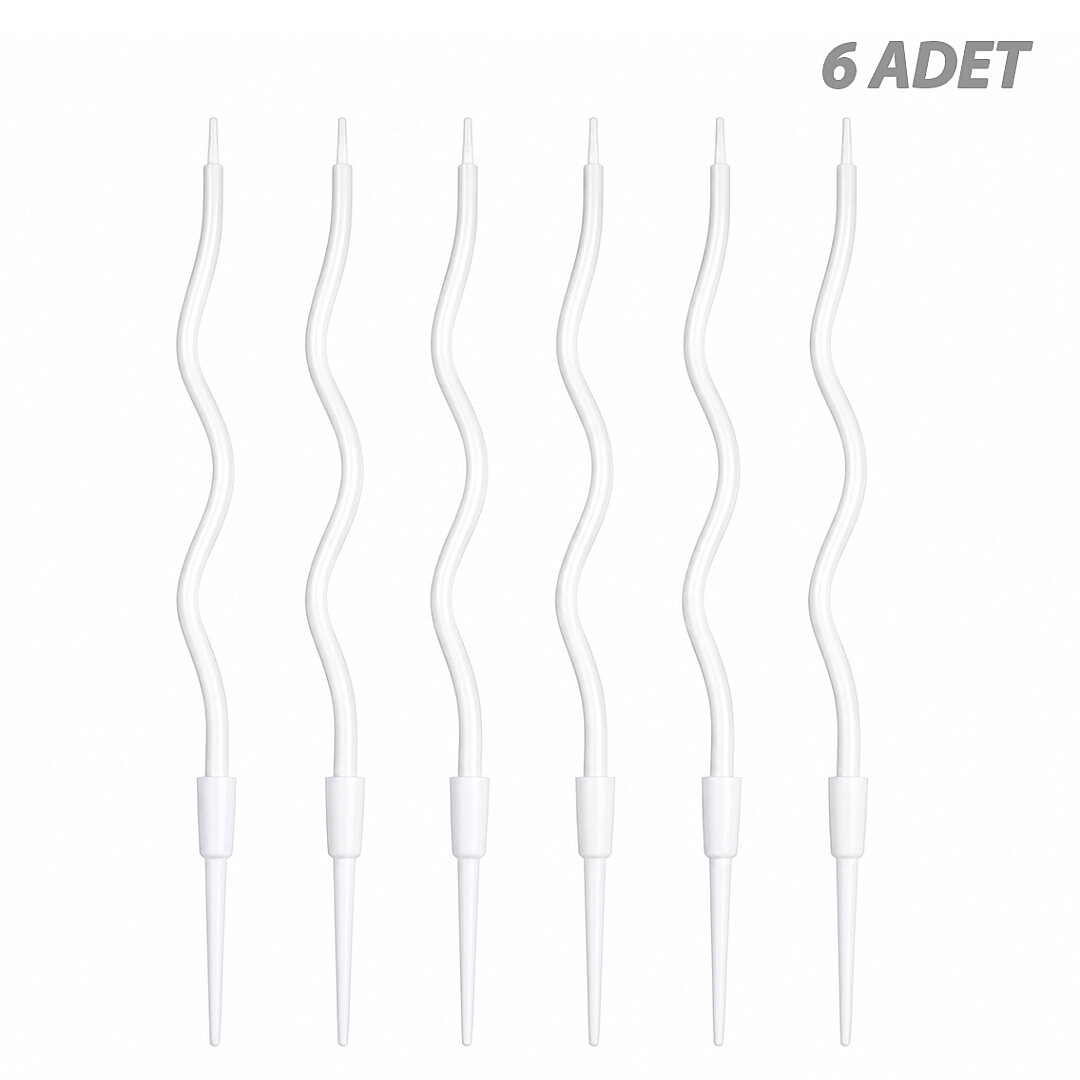 Kıvrımlı 6'lı Mum Beyaz - 1