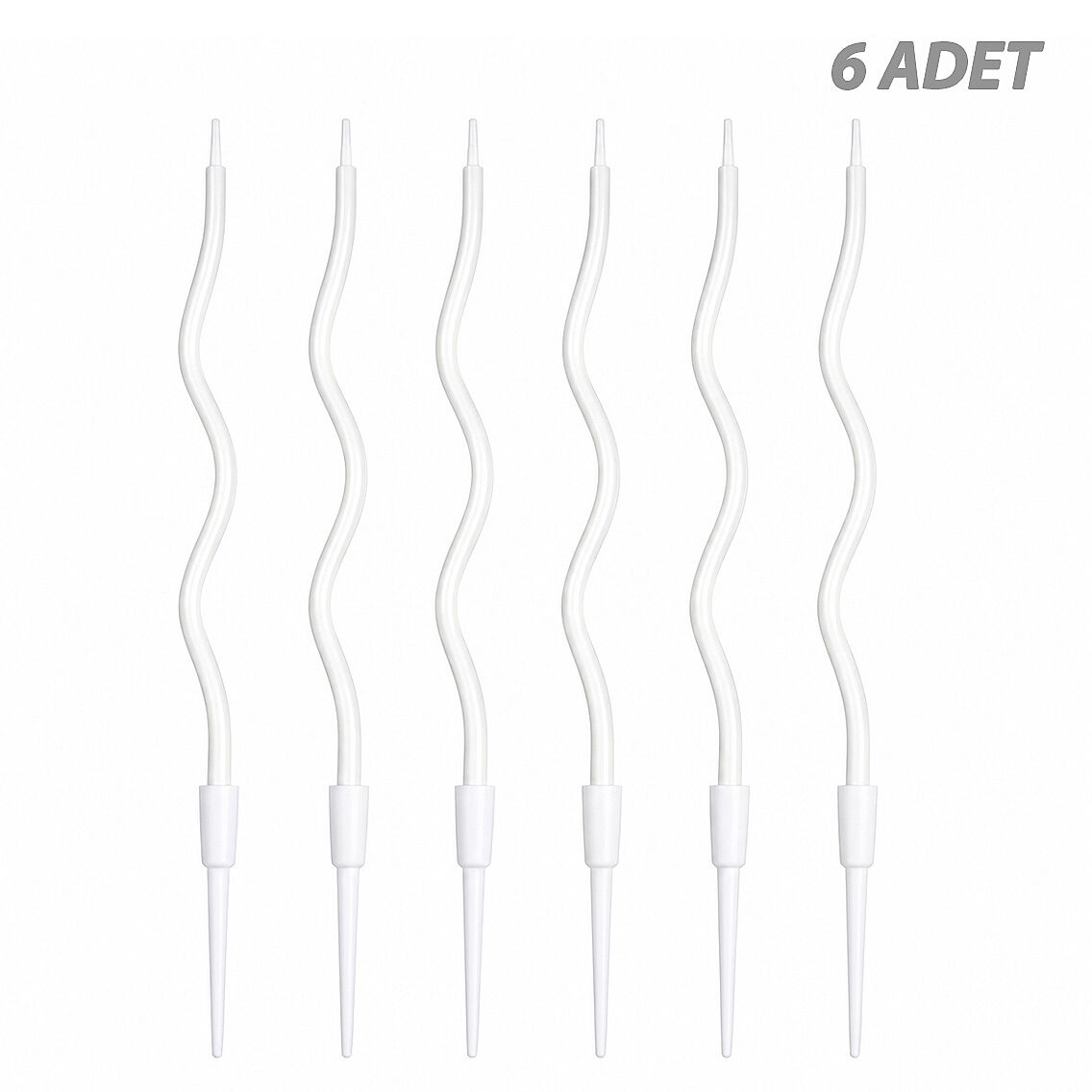 Kıvrımlı 6'lı Mum Beyaz - 1