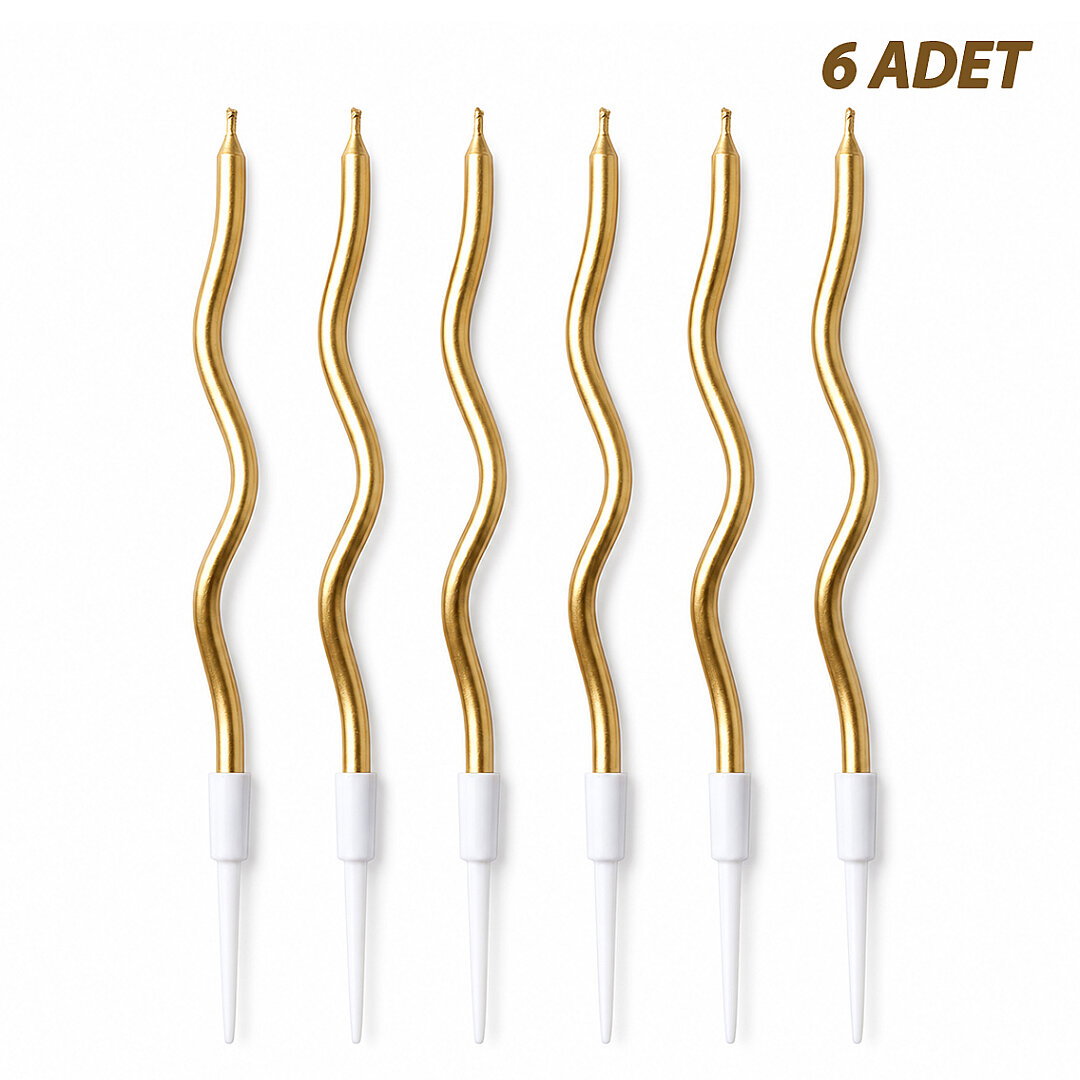 Kıvrımlı 6'lı Mum Gold - Beysüs