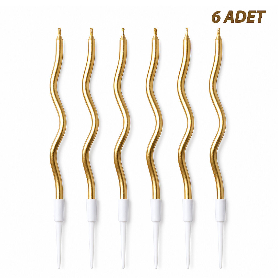 Kıvrımlı 6'lı Mum Gold - 1