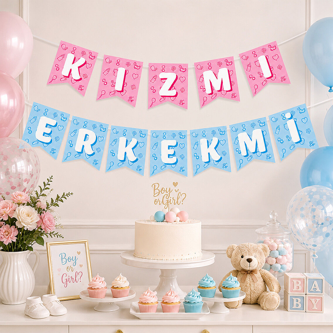 Kız Mı Erkek Mi Banner Pembe/Mavi - 2