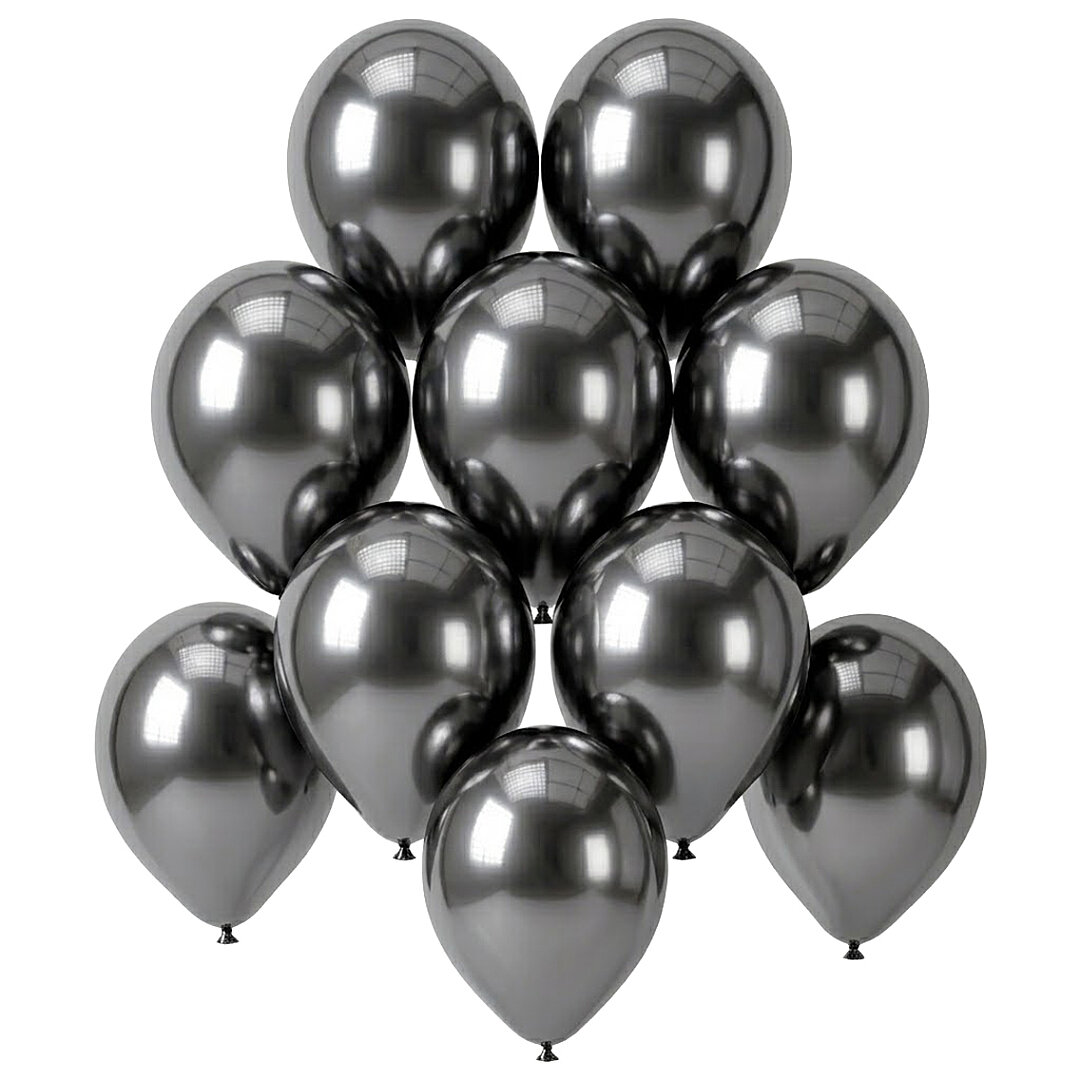 Koyu Gümüş Renk Lateks krom Balon (15 cm) - 10 Adet - 1