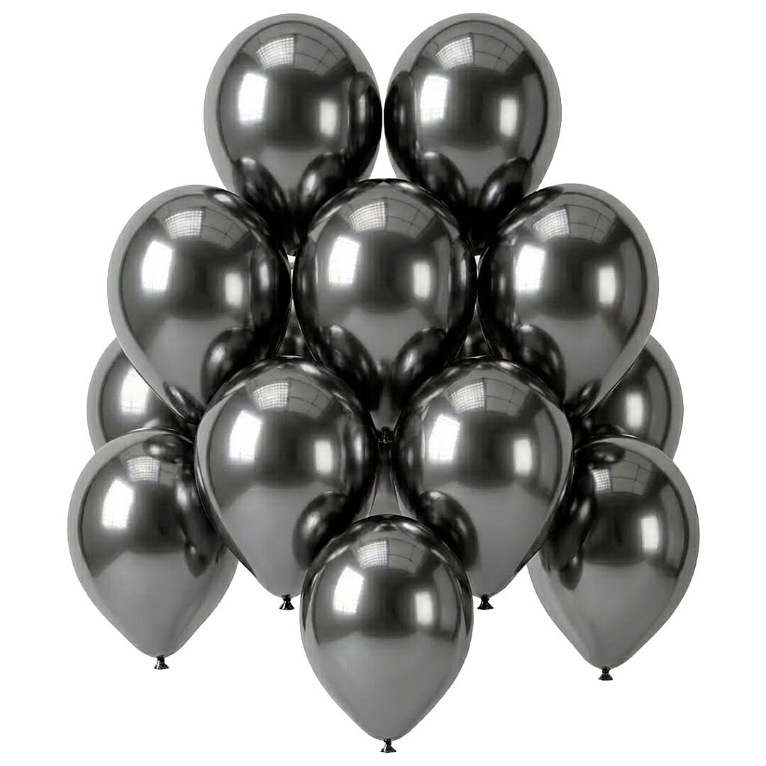 Koyu Gümüş Renk Lateks krom Balon (30 cm) - 12 Adet - 1