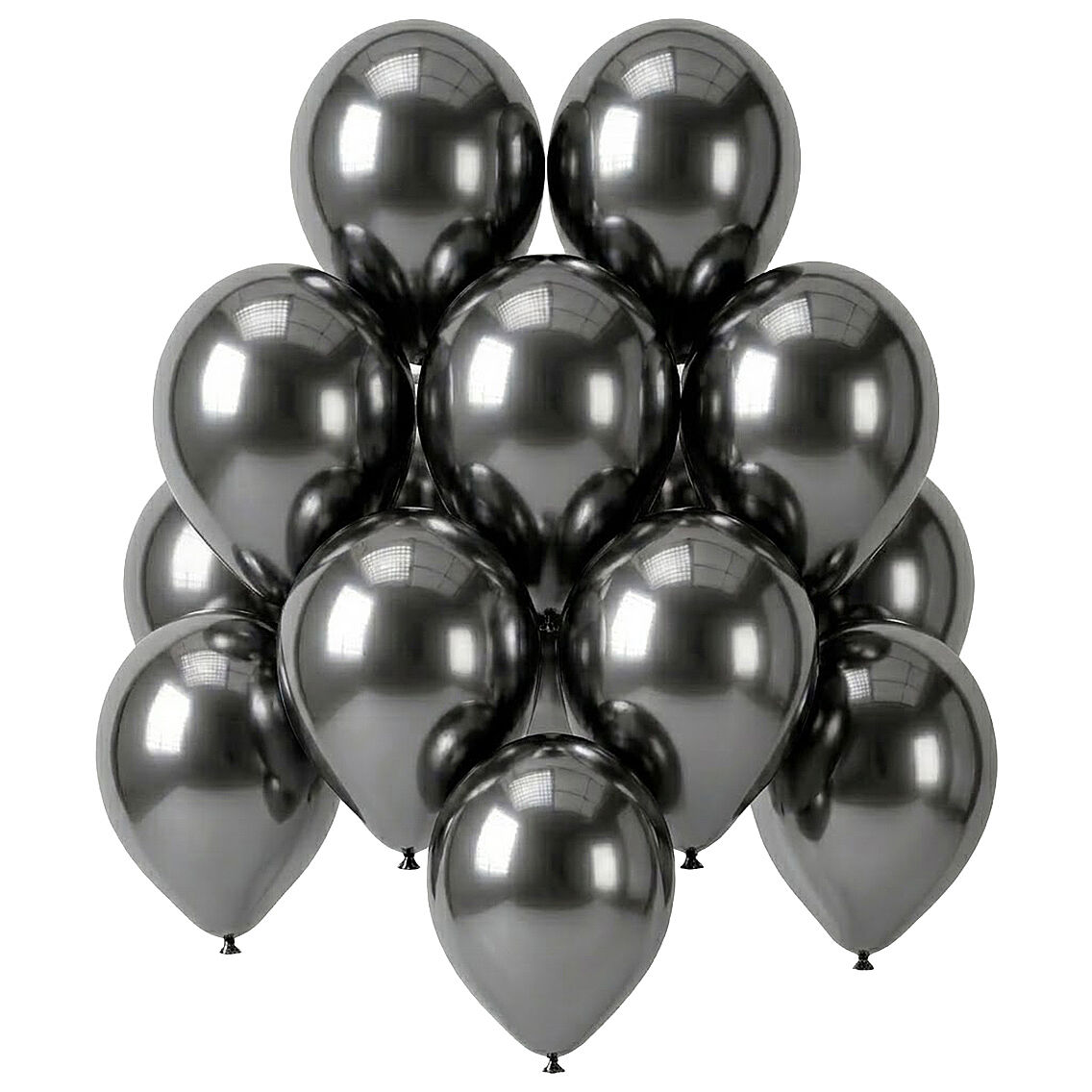 Koyu Gümüş Renk Lateks krom Balon (30 cm) - 12 Adet - 1