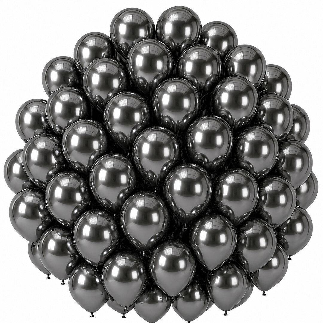 Koyu Gümüş Renk Lateks krom Balon (30 cm) - 50 Adet - 1