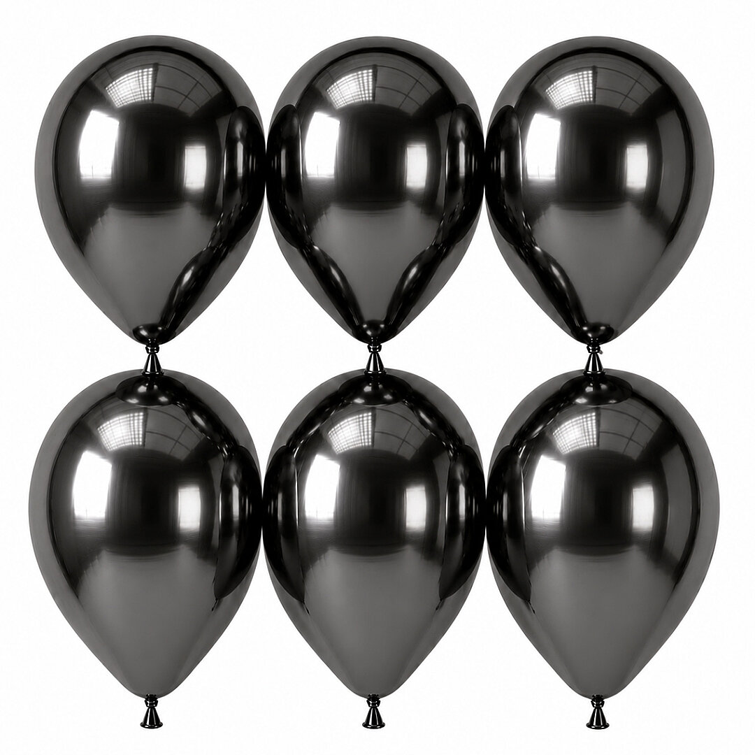 Koyu Gümüş Renk Lateks krom Balon (30 cm) - 6 Adet - Beysüs