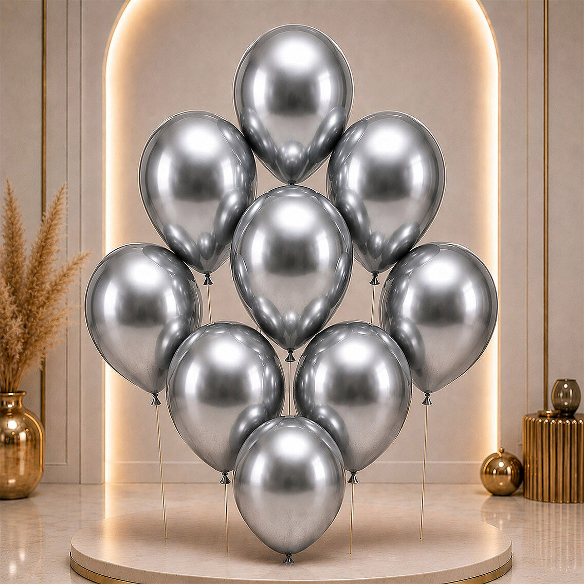 Koyu Gümüş Renk Lateks krom Balon (30 cm) - 6 Adet - 2