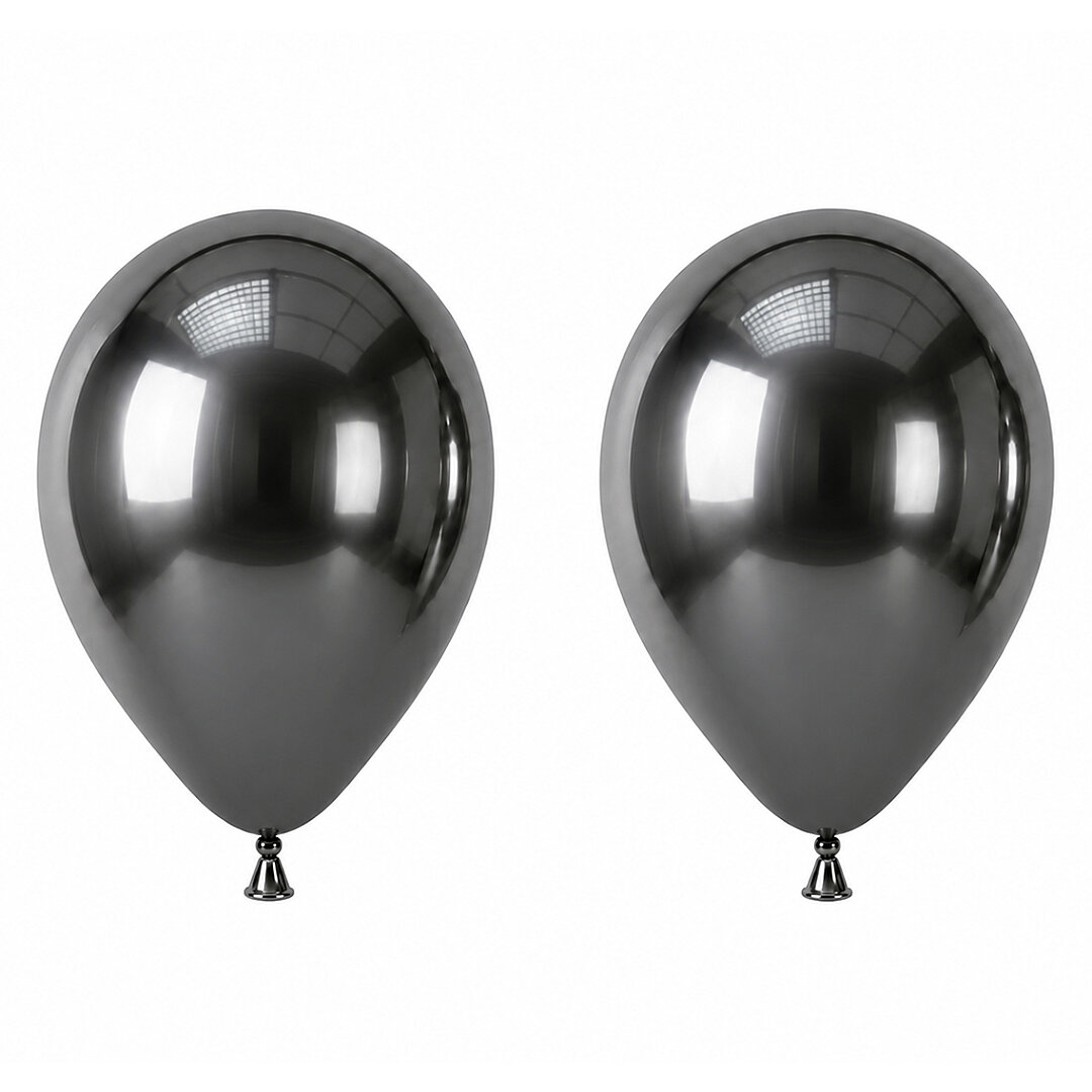 Koyu Gümüş Renk Lateks krom Balon (45 cm) - 2 Adet - Beysüs
