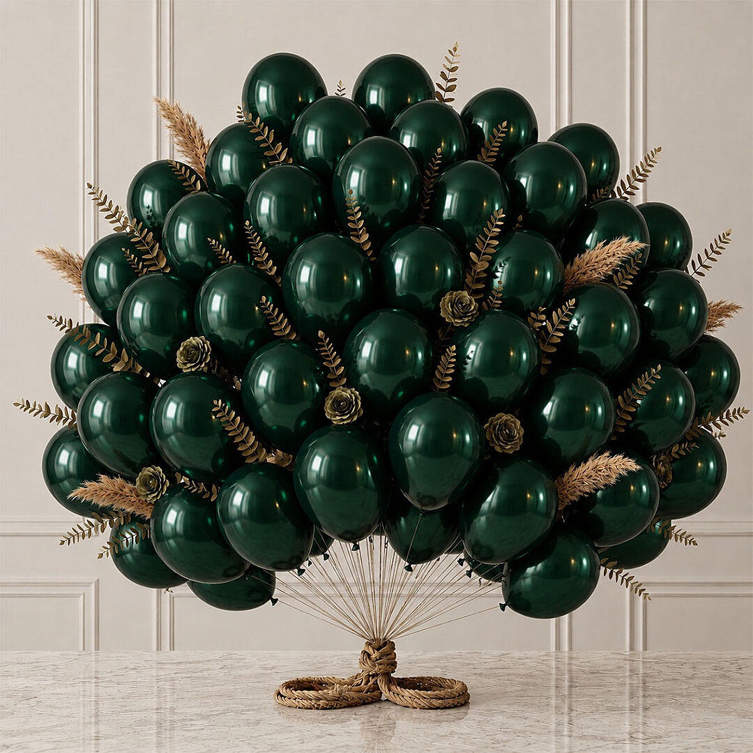 Koyu Yeşil Renk Lateks Metalik Balon (30 cm) - 50 Adet - 1