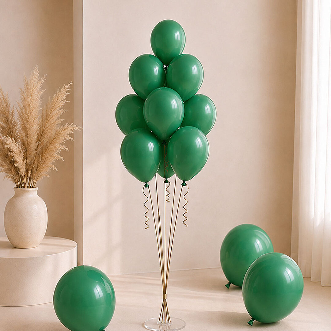 Koyu Yeşil Renk Lateks Pastel Balon (30 cm) - 6 Adet - 2