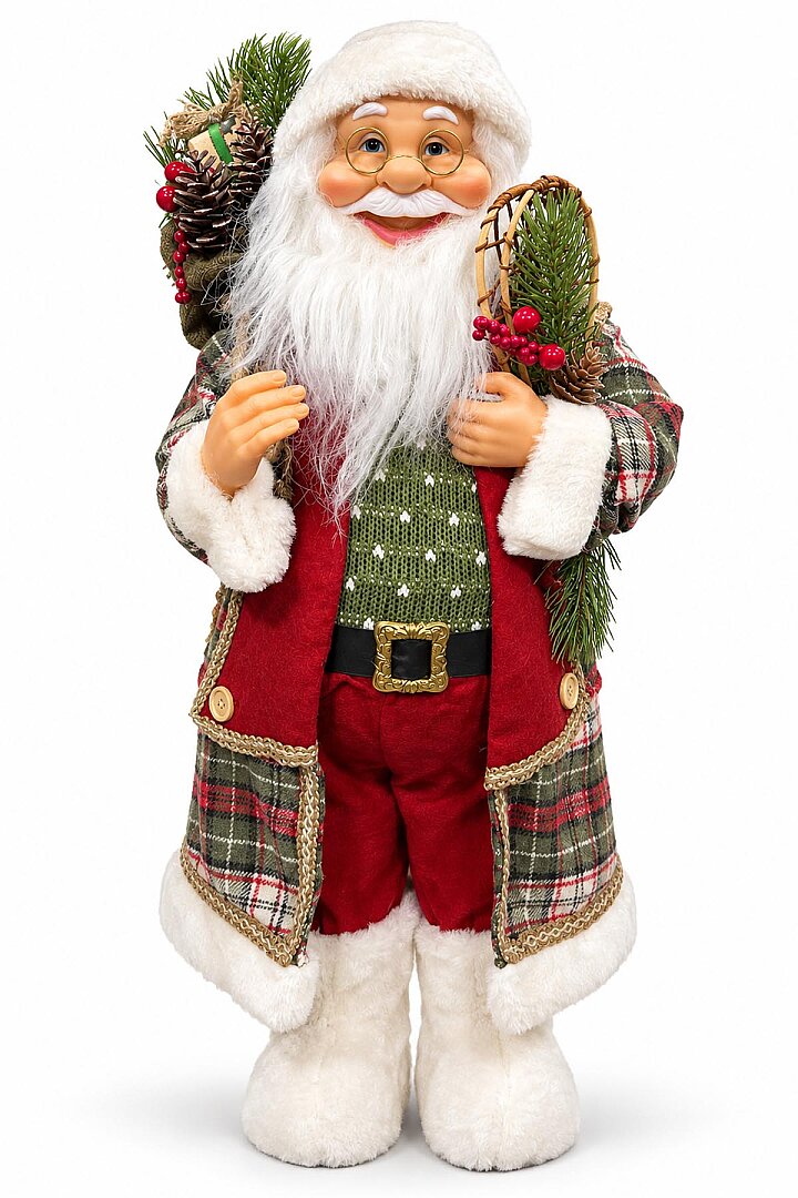 Kozalaklı Kokina Detaylı Dekoratif Noel Baba 60 cm - Beysüs (1)
