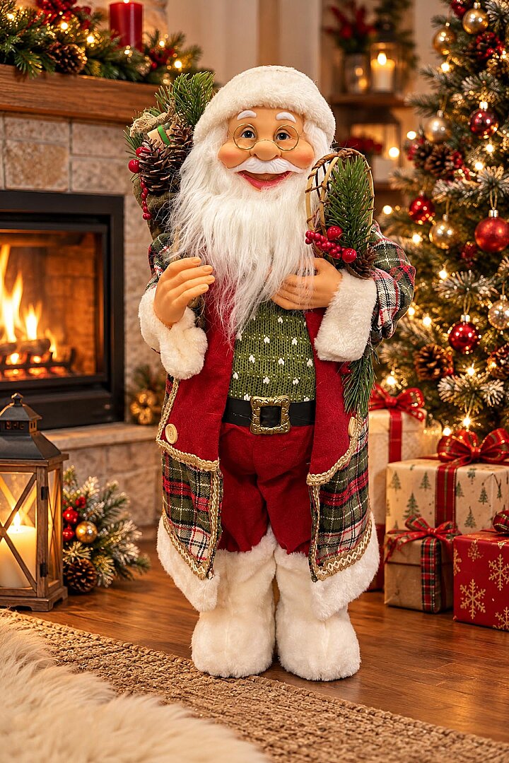 Kozalaklı Kokina Detaylı Dekoratif Noel Baba 60 cm - 4