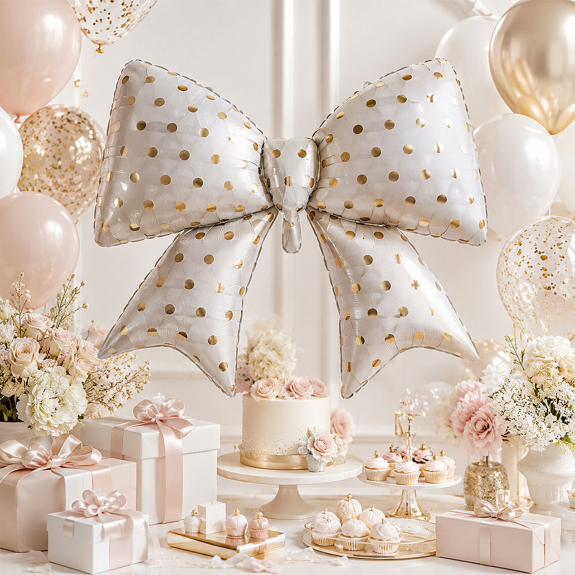 Krem Fiyonk Gold Puantiyeli Folyo Balon - 2