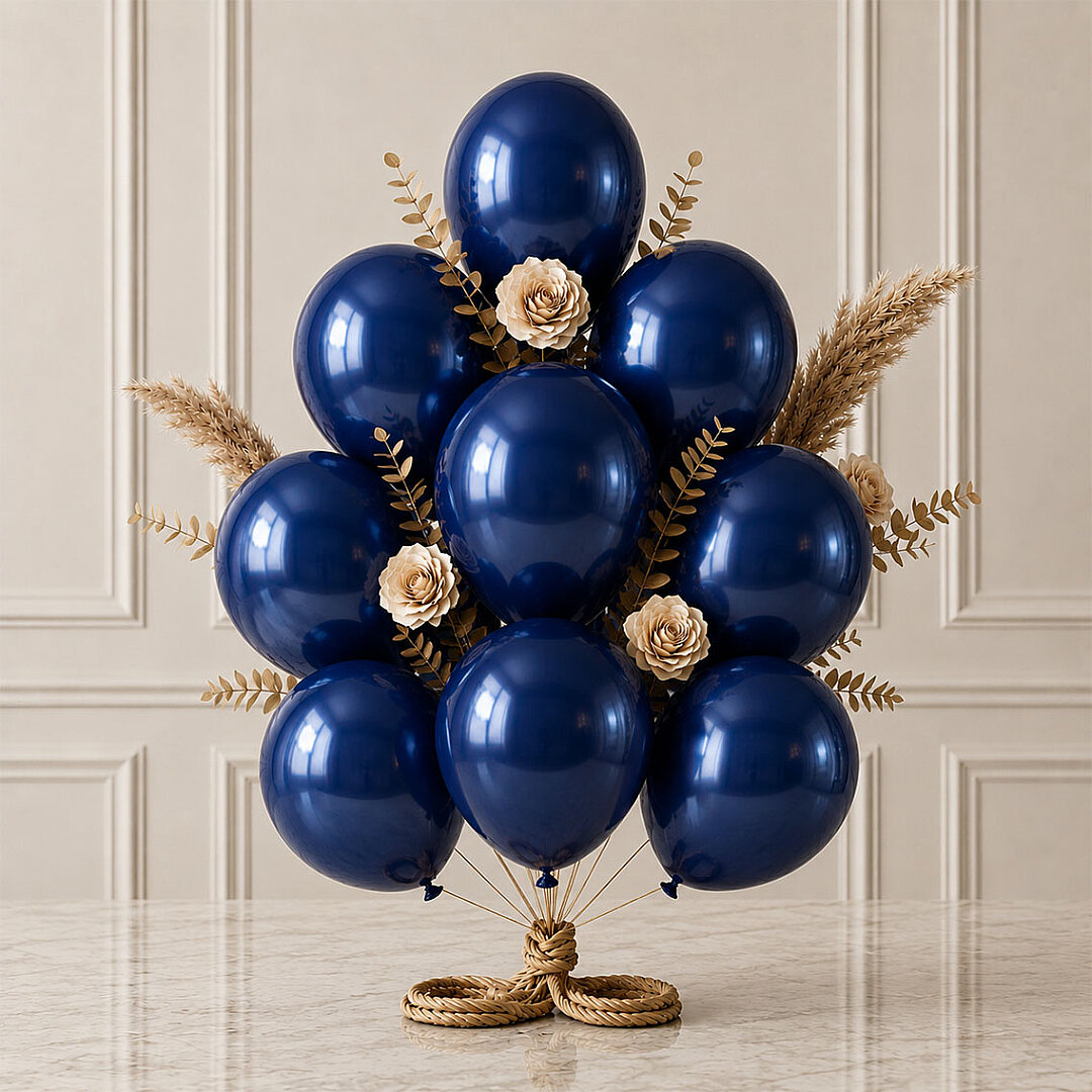 Lacivert Renk Lateks Metalik Balon (30 cm) - 12 Adet - 1