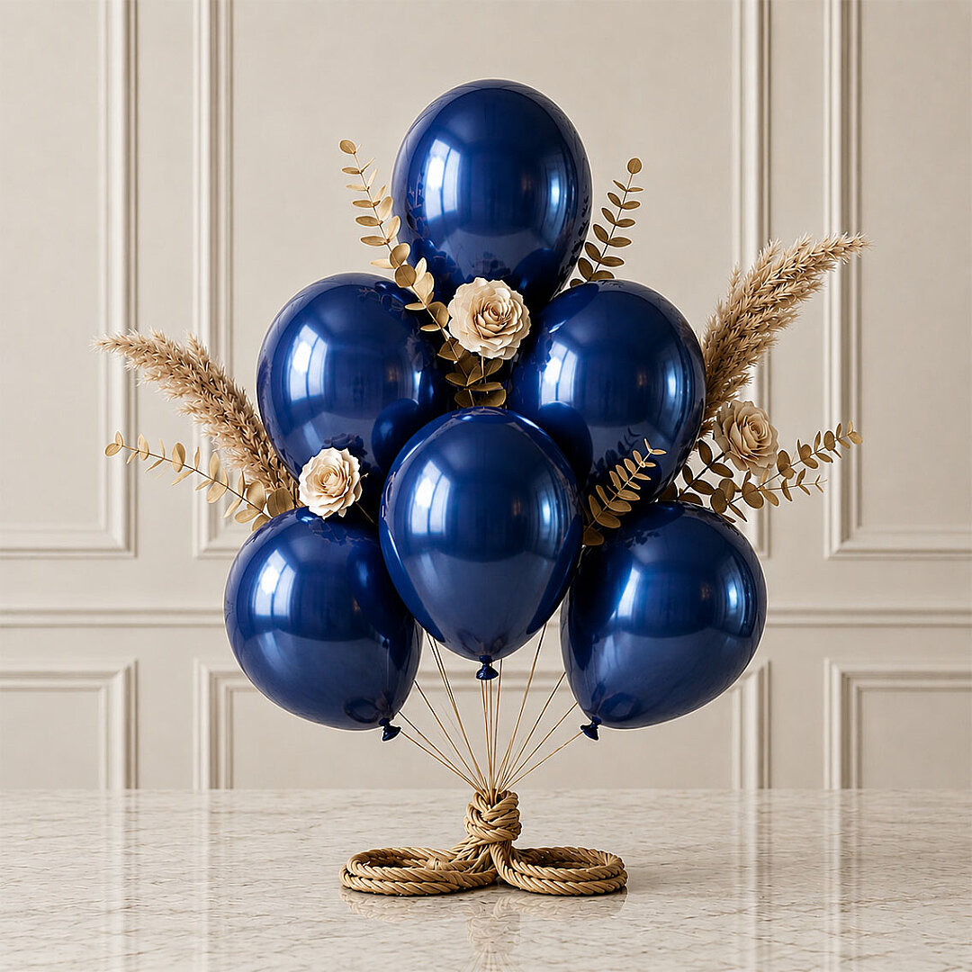 Lacivert Renk Lateks Metalik Balon (30 cm) - 6 Adet - 1