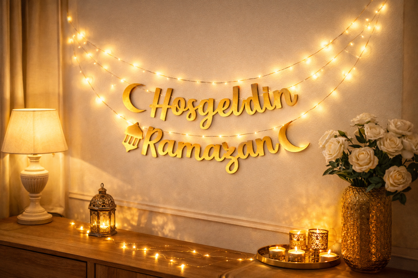 Beyüs Ramazan Ayı Led Işıklı Hoşgeldin Ramazan El Yazısı. Ramazan Bayramı Dekoratif Işıklı - 1