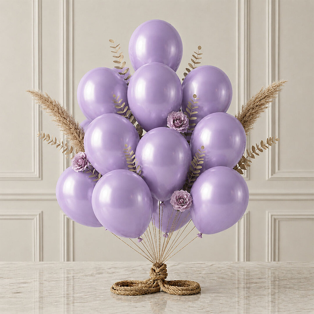 Lila Renk Lateks Metalik Balon (30 cm) - 12 Adet - 1