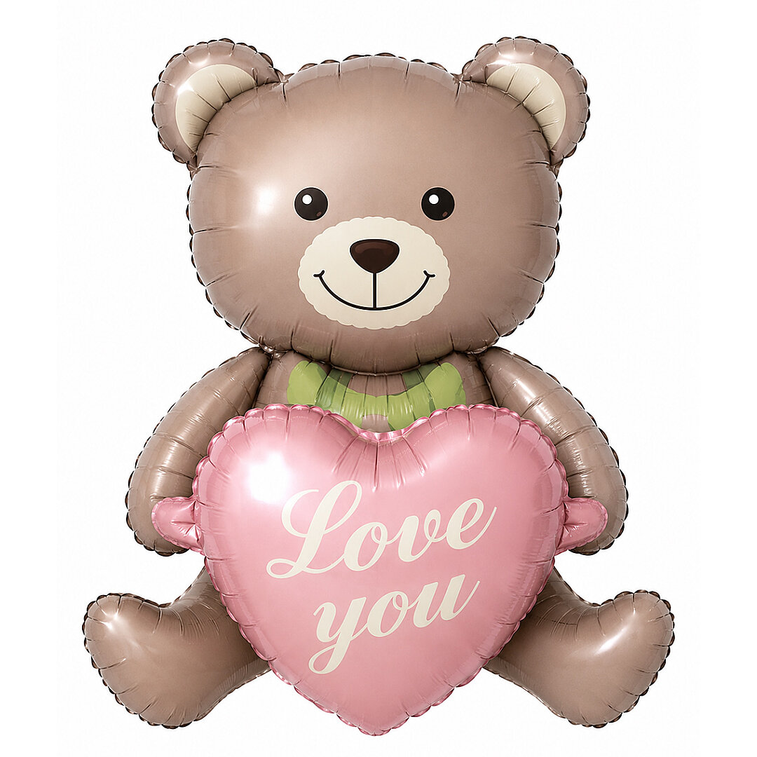Love You Kalpli Ayıcık Oturan Folyo Balon - 1
