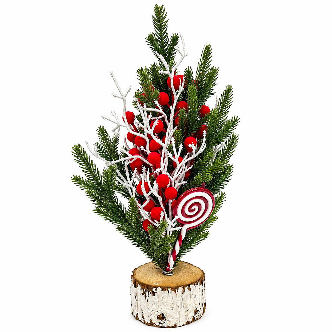 Yılbaşı Masa Çamı Kokinalı Şeker Süslemeli 38 cm - 1