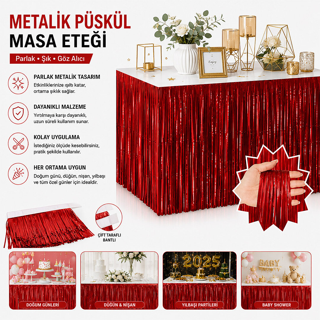 Masa Püskülü Kırmızı - 1