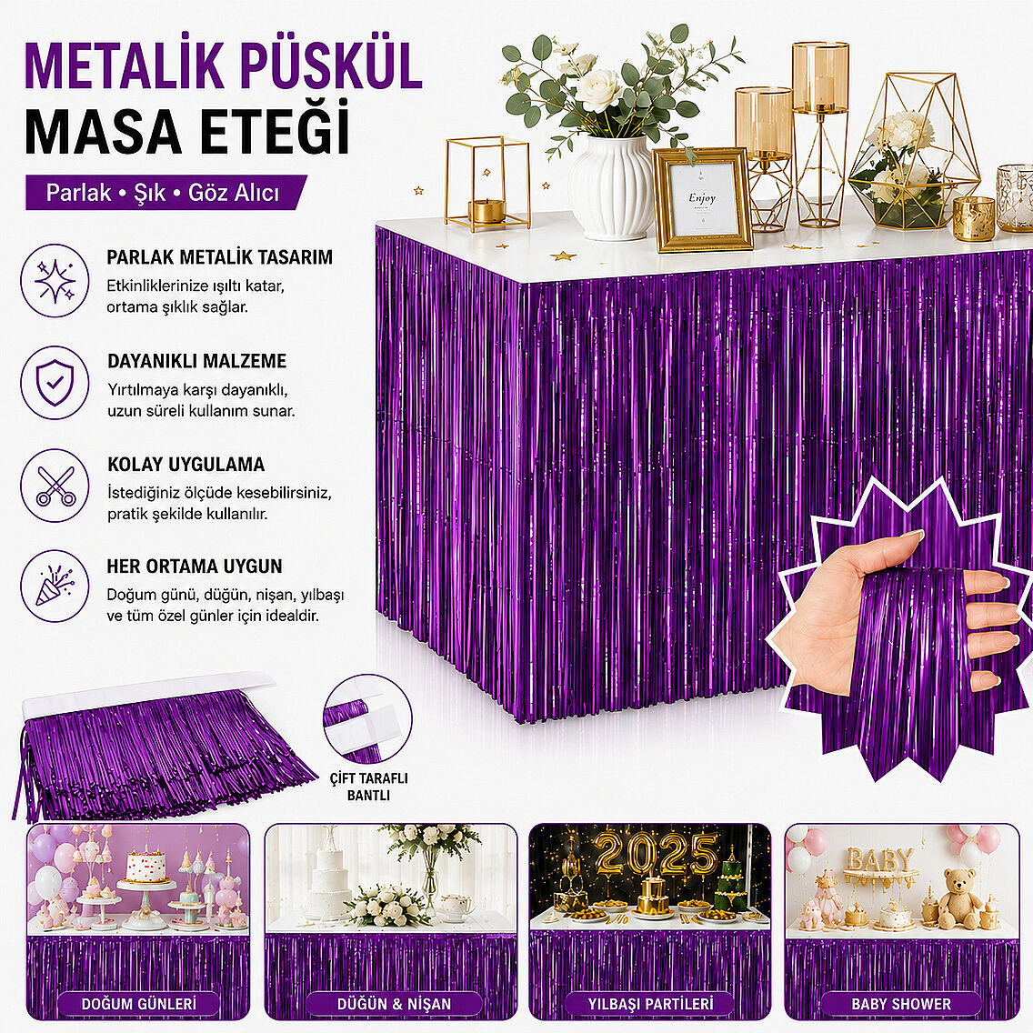 Masa Püskülü Mor - 1