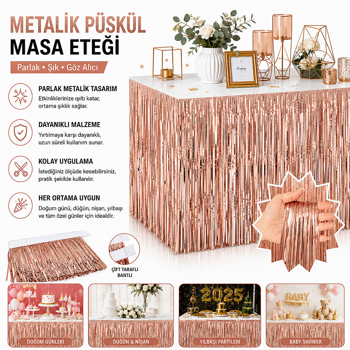 Masa Püskülü Rose Gold - 1