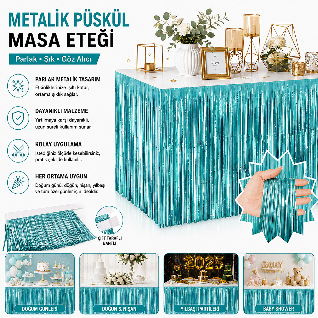 Masa Püskülü Turkuaz - 1
