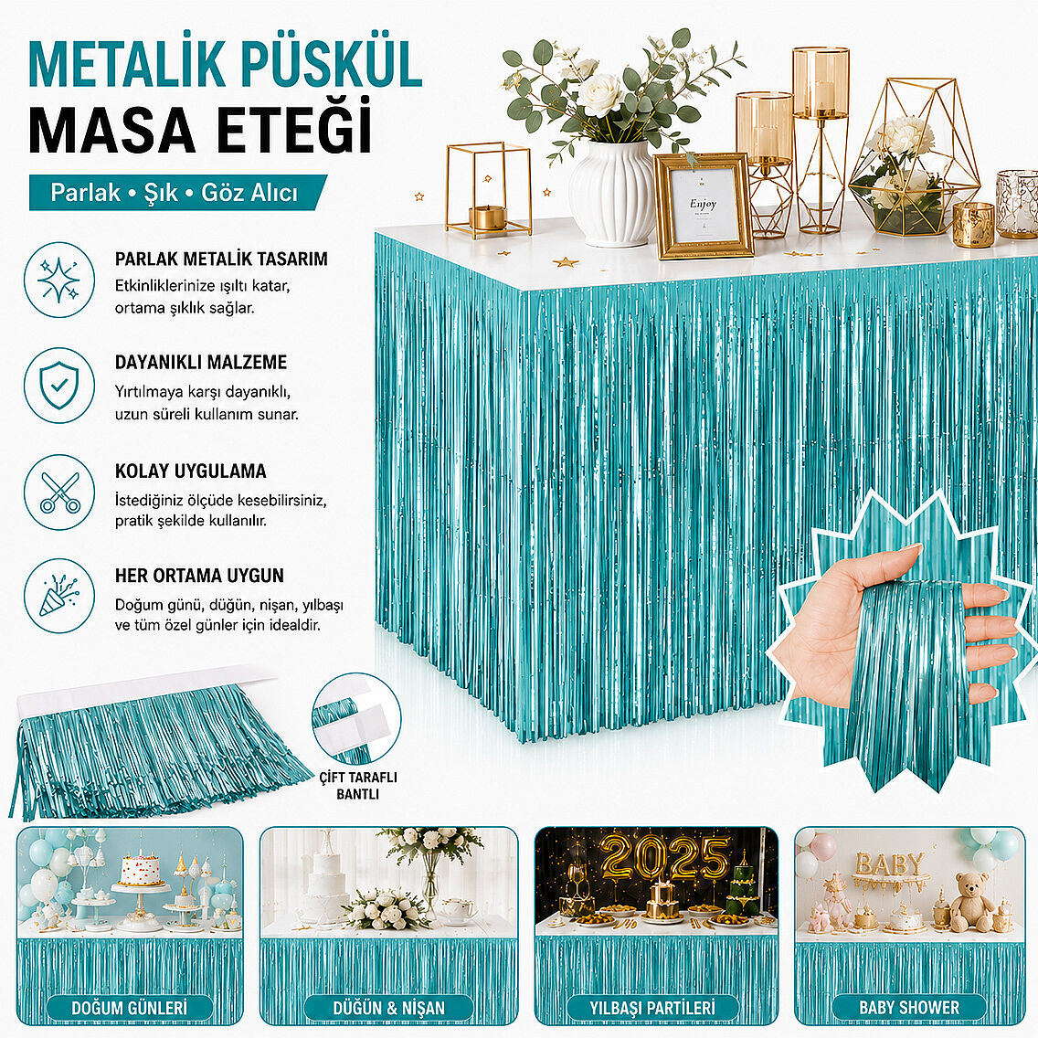 Masa Püskülü Turkuaz - 1