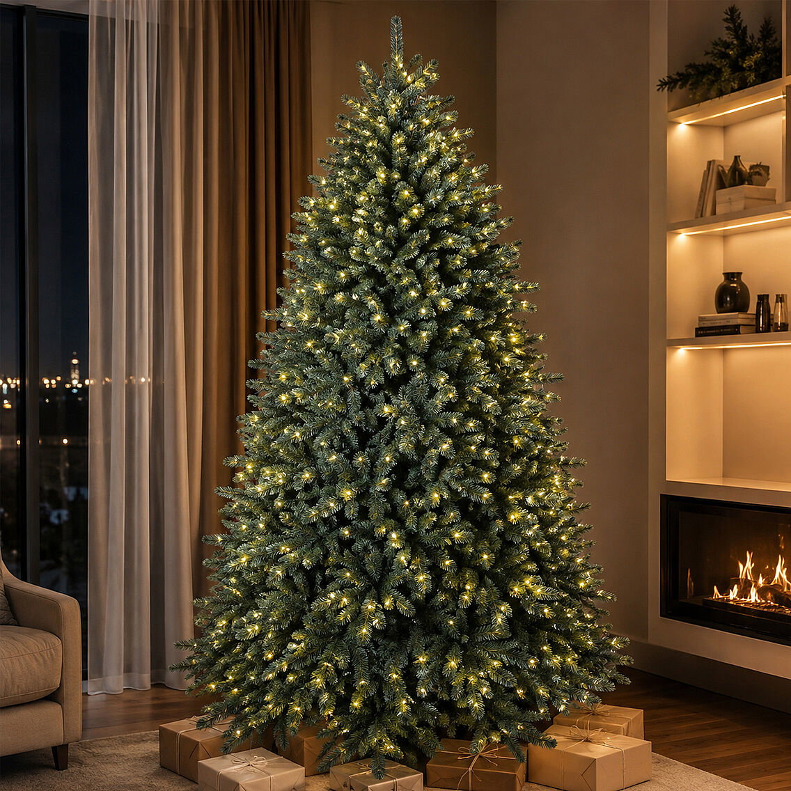 Mavi Ladin Kendinden Işıklı Yılbaşı Çam Ağacı 240 cm (2475 Dal) - Premium Seri - 4