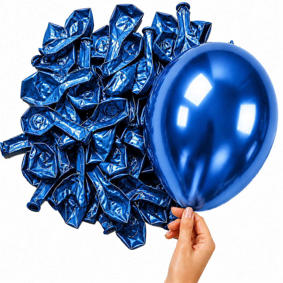 Mavi Renk Lateks krom Balon (15 cm) - 10 Adet - 2