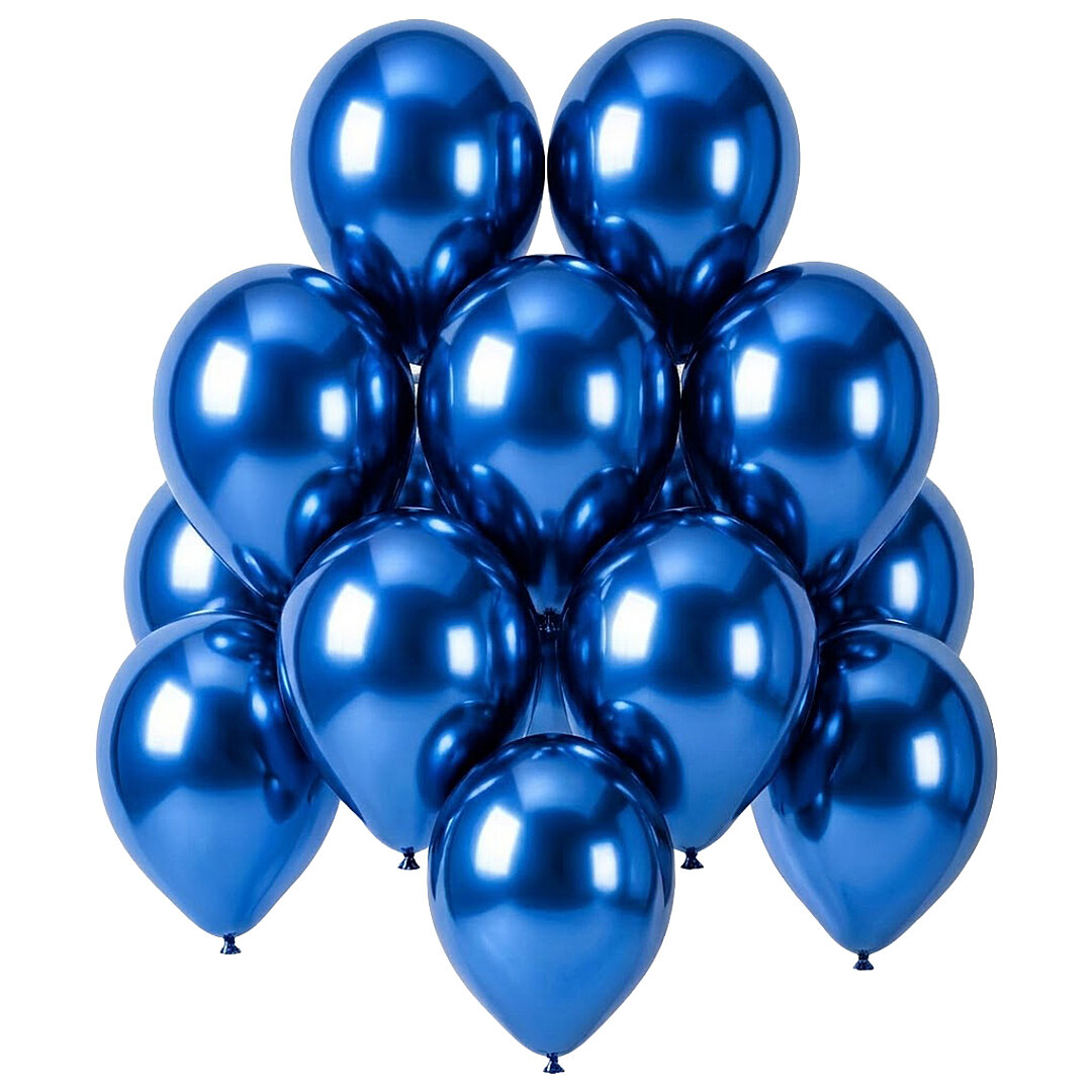 Mavi Renk Lateks krom Balon (30 cm) - 12 Adet - 1