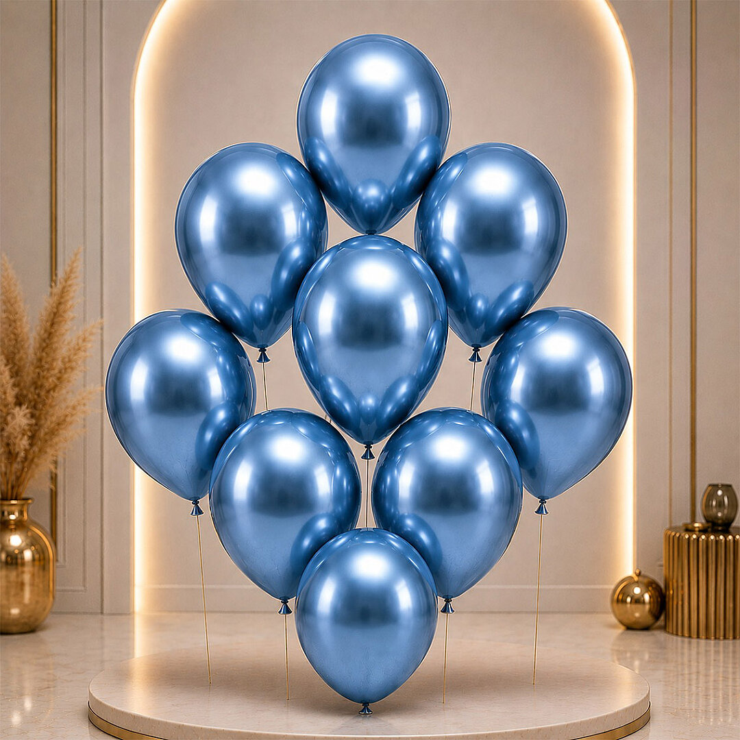 Mavi Renk Lateks krom Balon (30 cm) - 50 Adet - 2