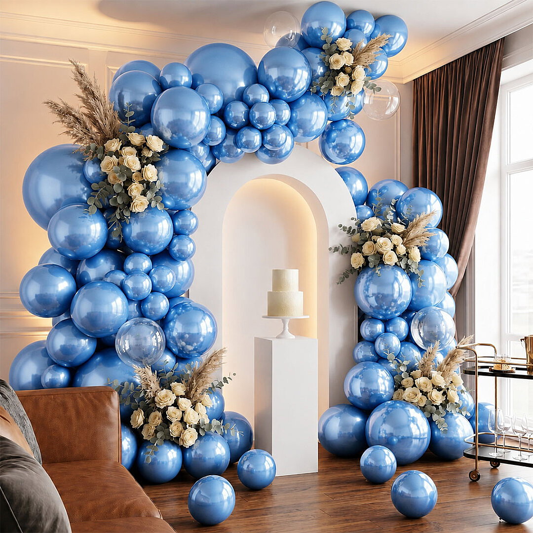 Mavi Renk Lateks Metalik Balon (30 cm) - 100 Adet - Beysüs